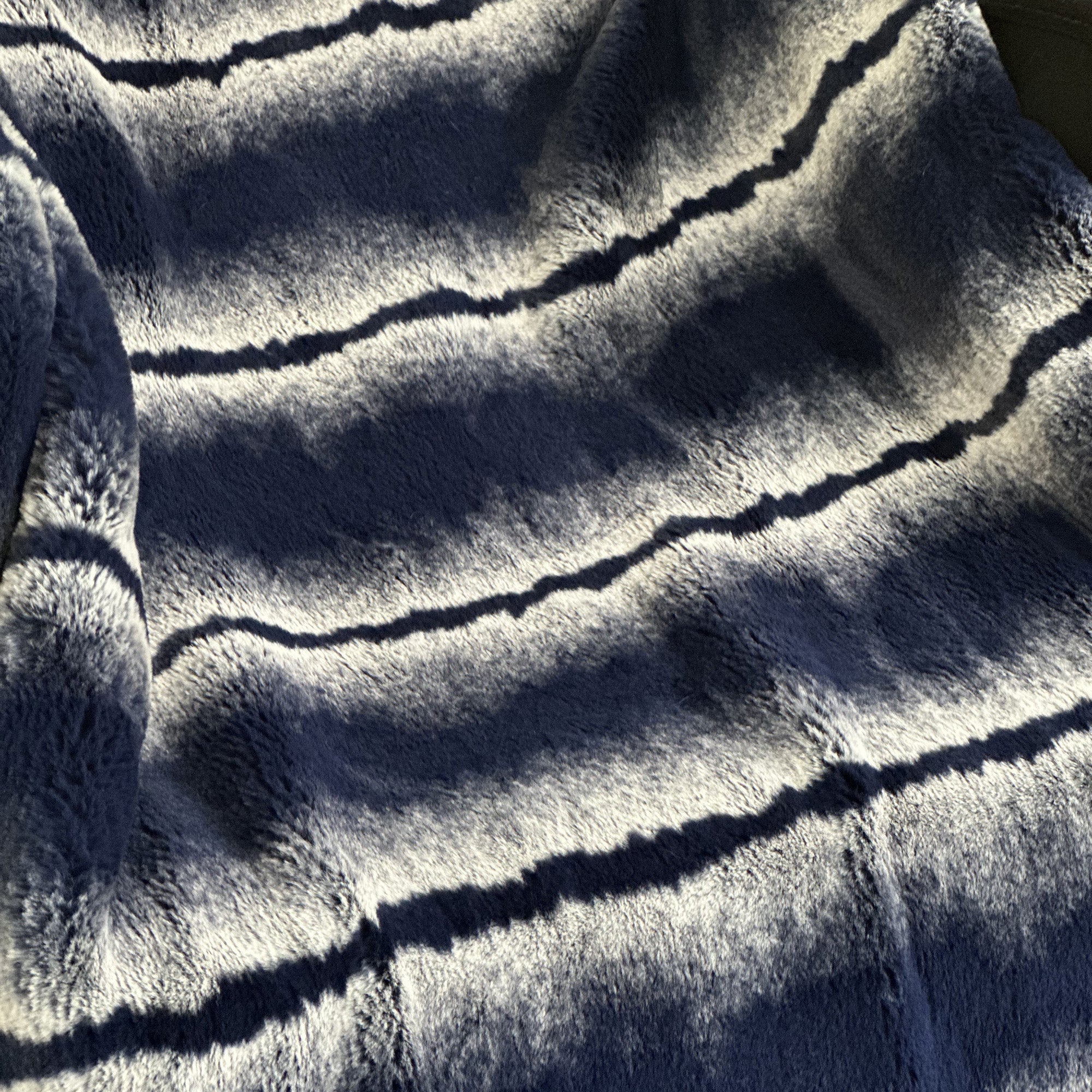 Plutus Navy Fluffy Fields Faux Fur Luxury Throw Blanket-1