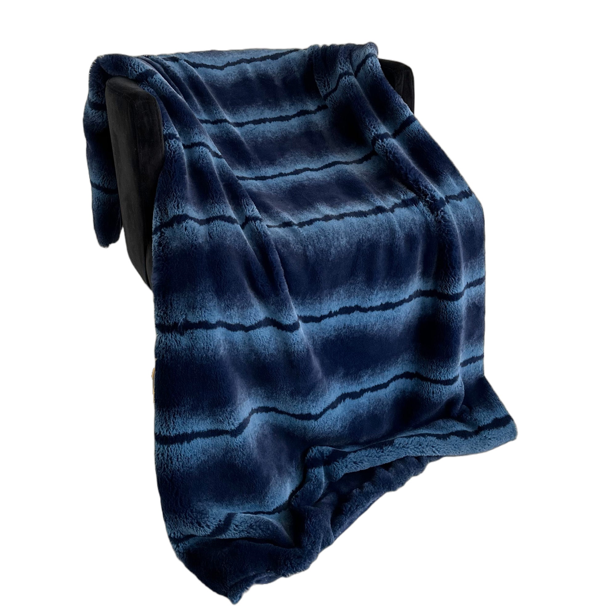 Plutus Blue Fluffy Fields Faux Fur Luxury Throw Blanket-2