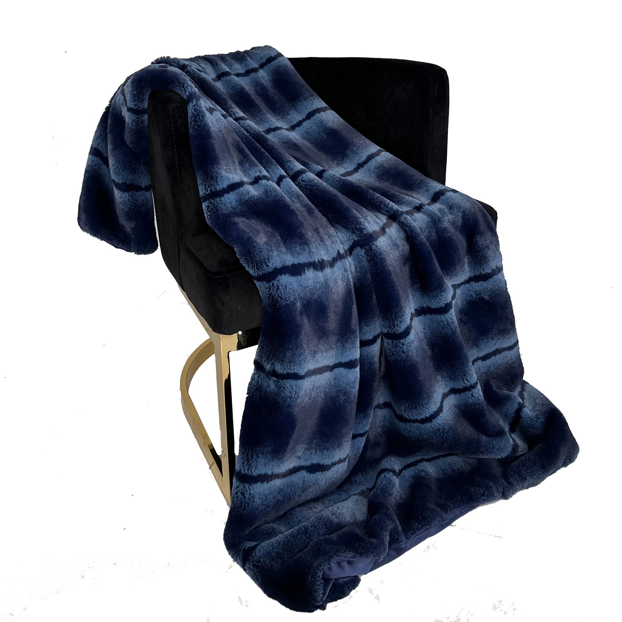 Plutus Blue Fluffy Fields Faux Fur Luxury Throw Blanket-0