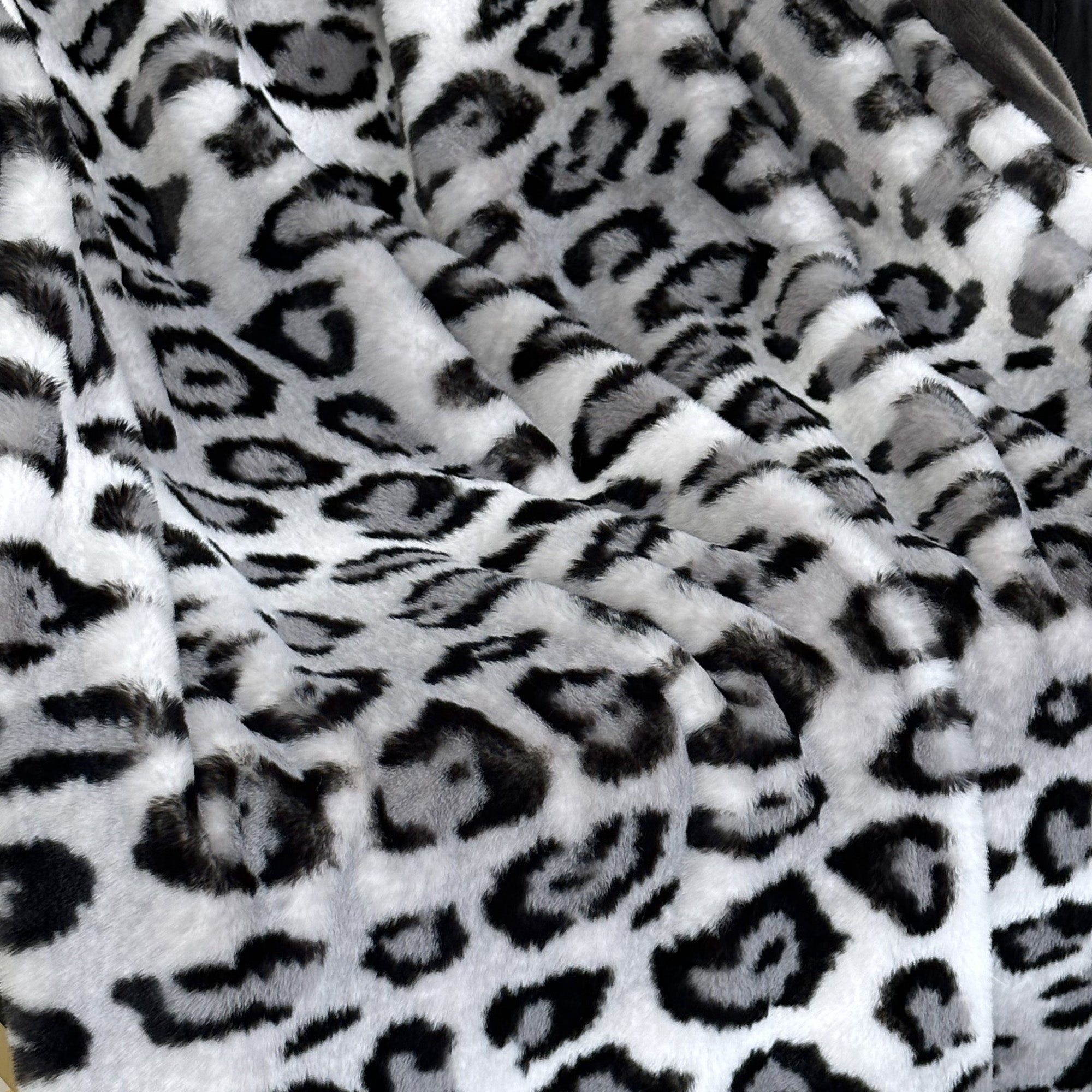 Plutus Gray Silver Jaguar Faux Fur Luxury Throw Blanket-1