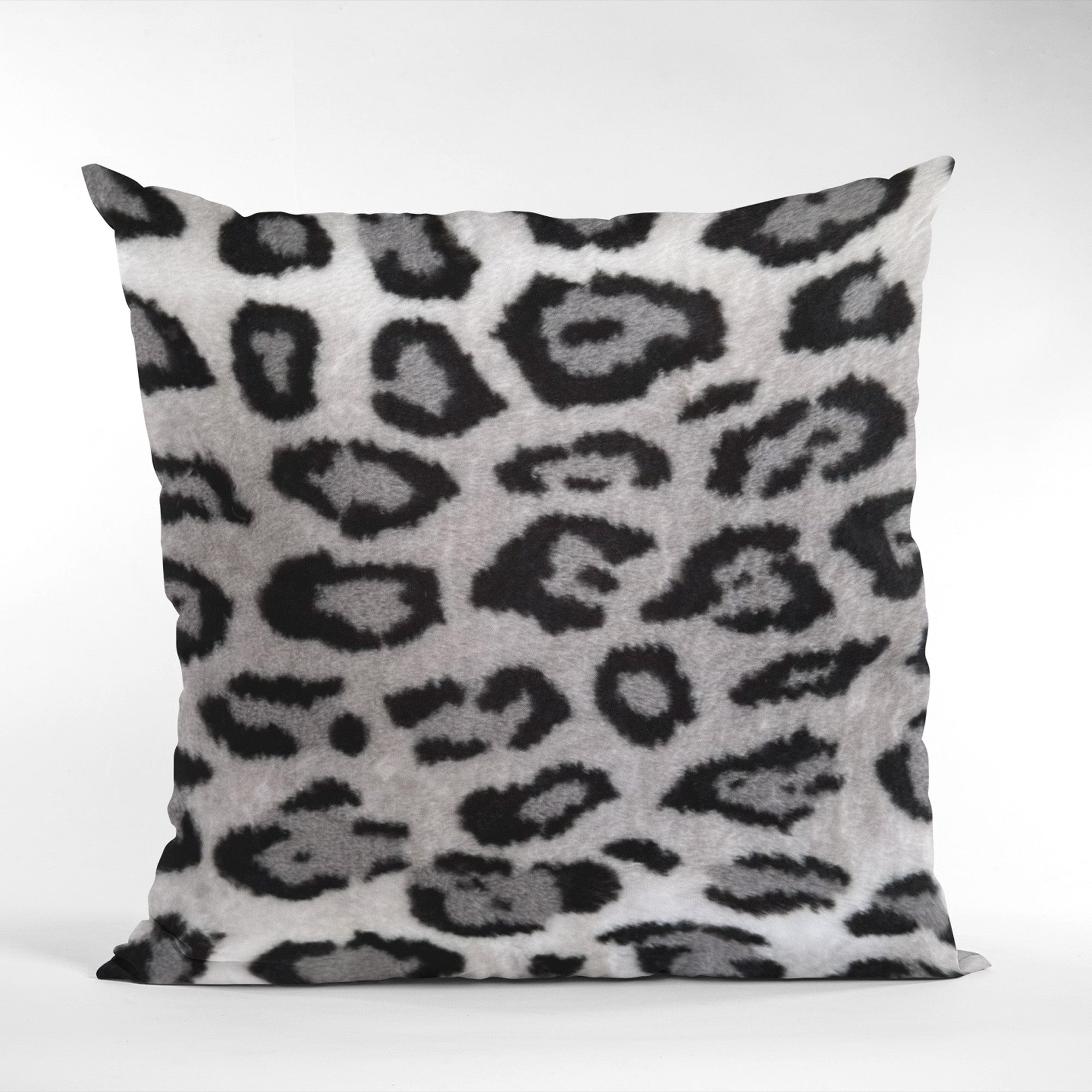 Plutus Gray Silver Jaguar Animal Faux Fur Luxury Throw Pillow-0