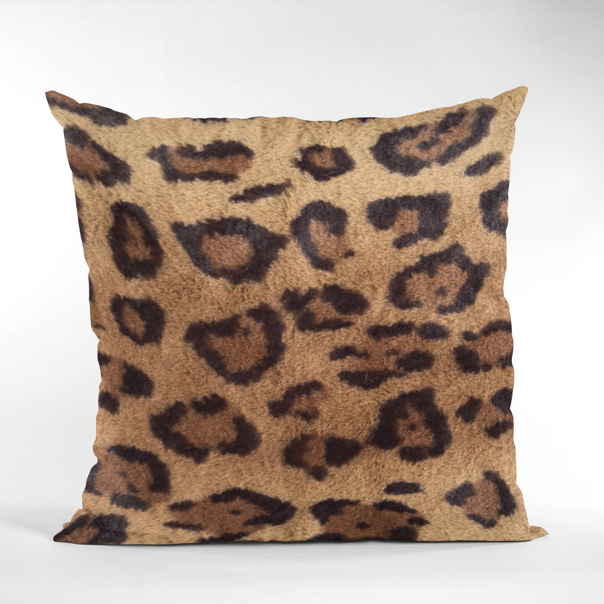 Plutus Brown Jaguar Animal Faux Fur Luxury Throw Pillow-1