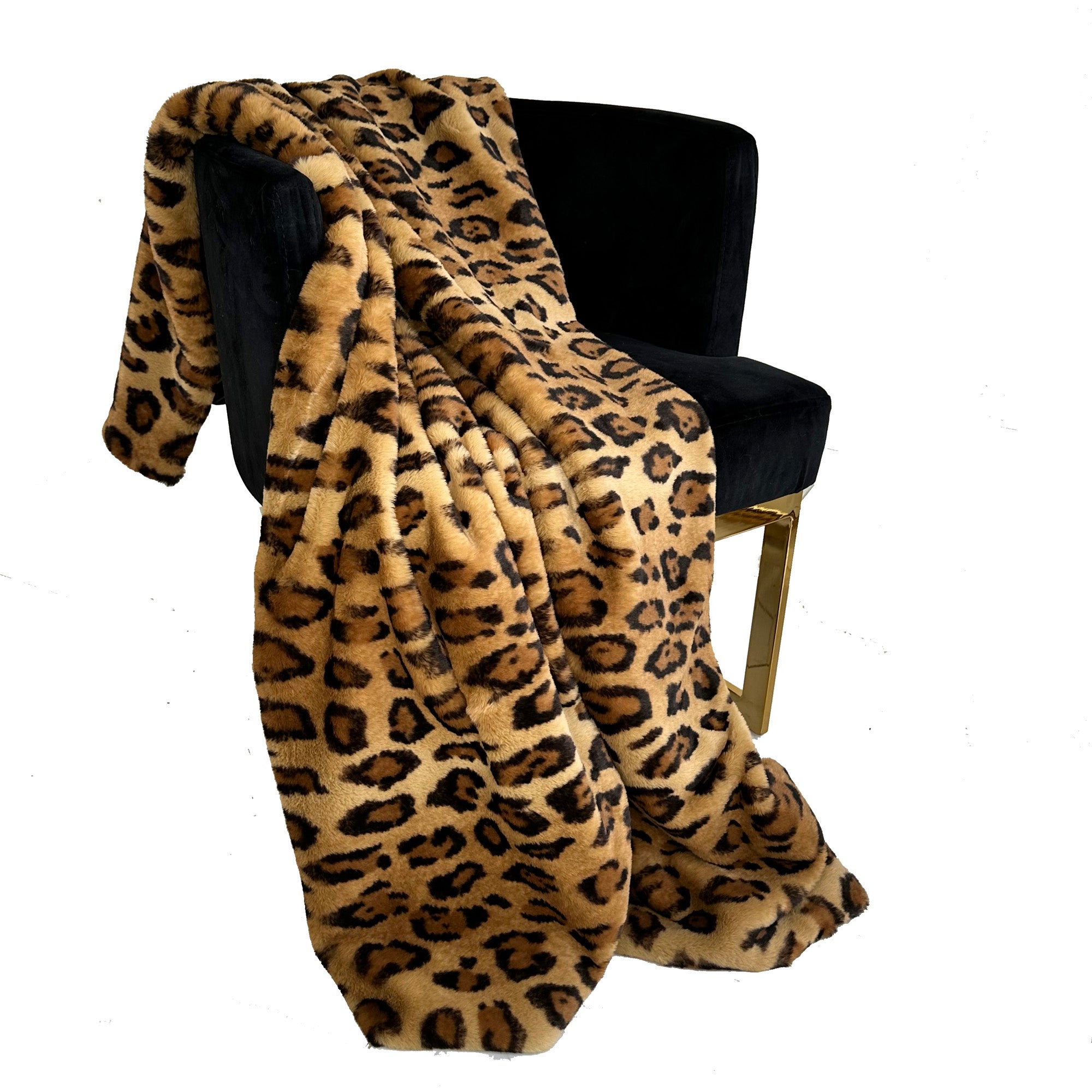 Plutus Brown Jaguar Faux Fur Luxury Throw Blanket-0