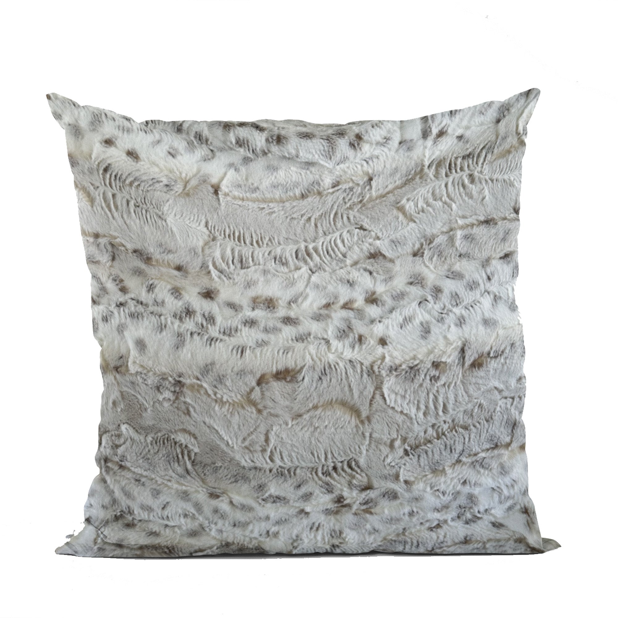 Plutus Taupe Lynx Animal Faux Fur Luxury Throw Pillow-0