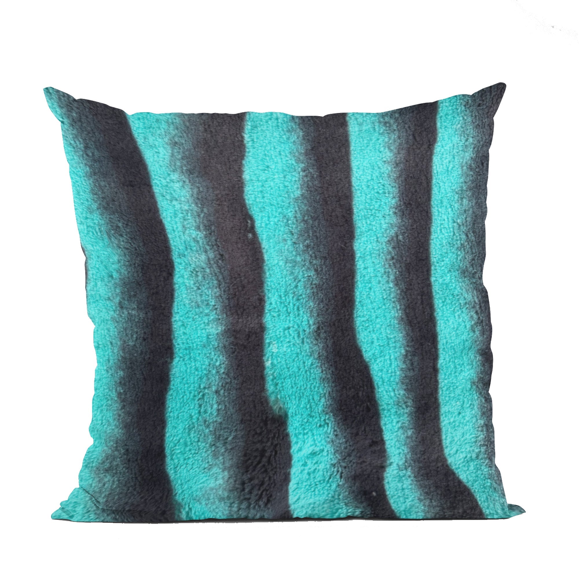 Plutus Teal Black Wild Ocean Animal Faux Fur Luxury Throw Pillow-0