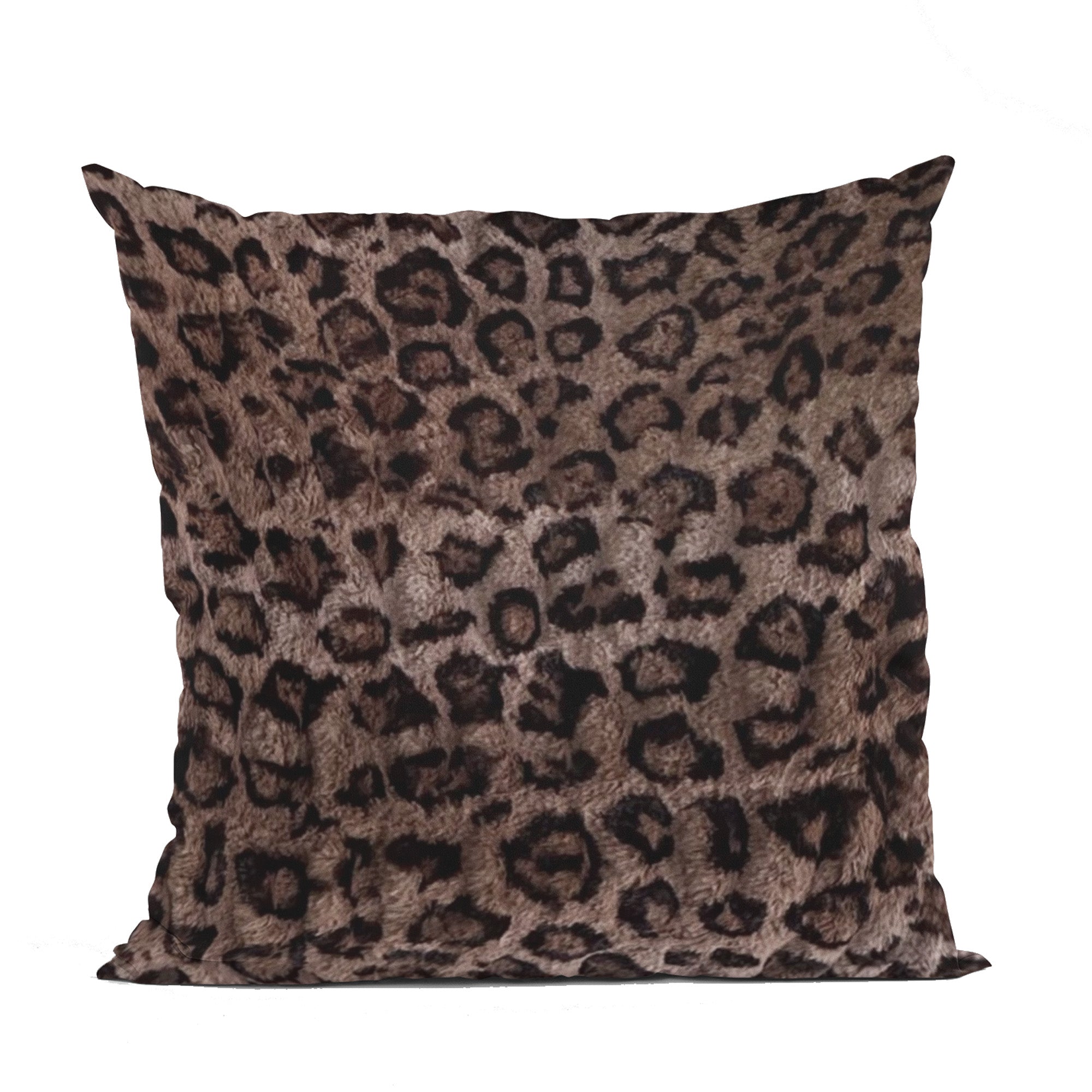 Plutus Brown Leopard Animal Faux Fur Luxury Throw Pillow-0