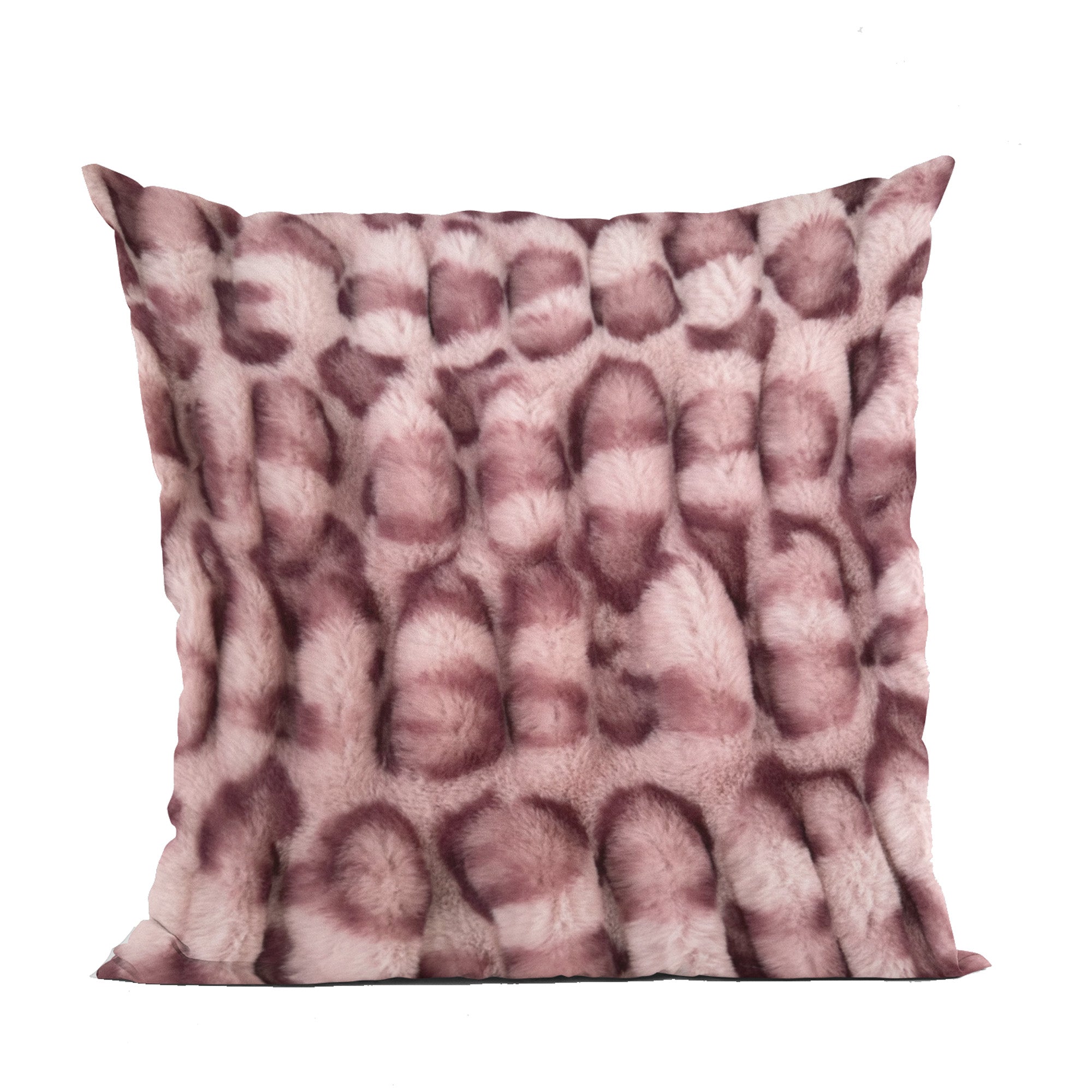 Plutus Pink Leopard Animal Faux Fur Luxury Throw Pillow-0