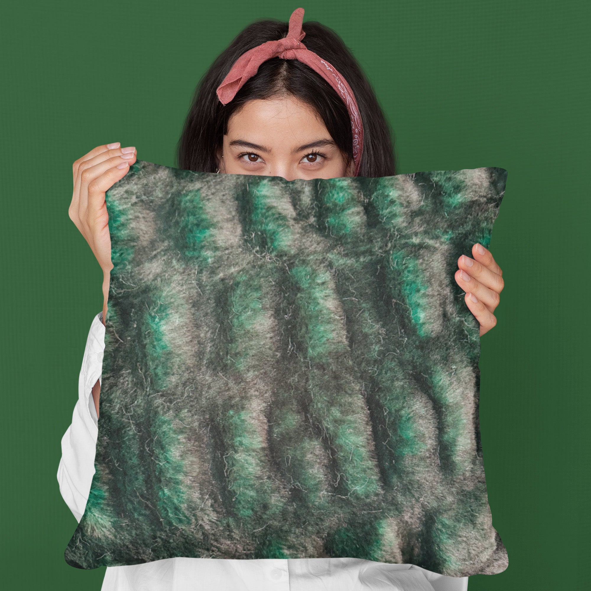 Plutus Emerald Green Plush Pelt Animal Faux Fur Luxury Throw Pillow-2