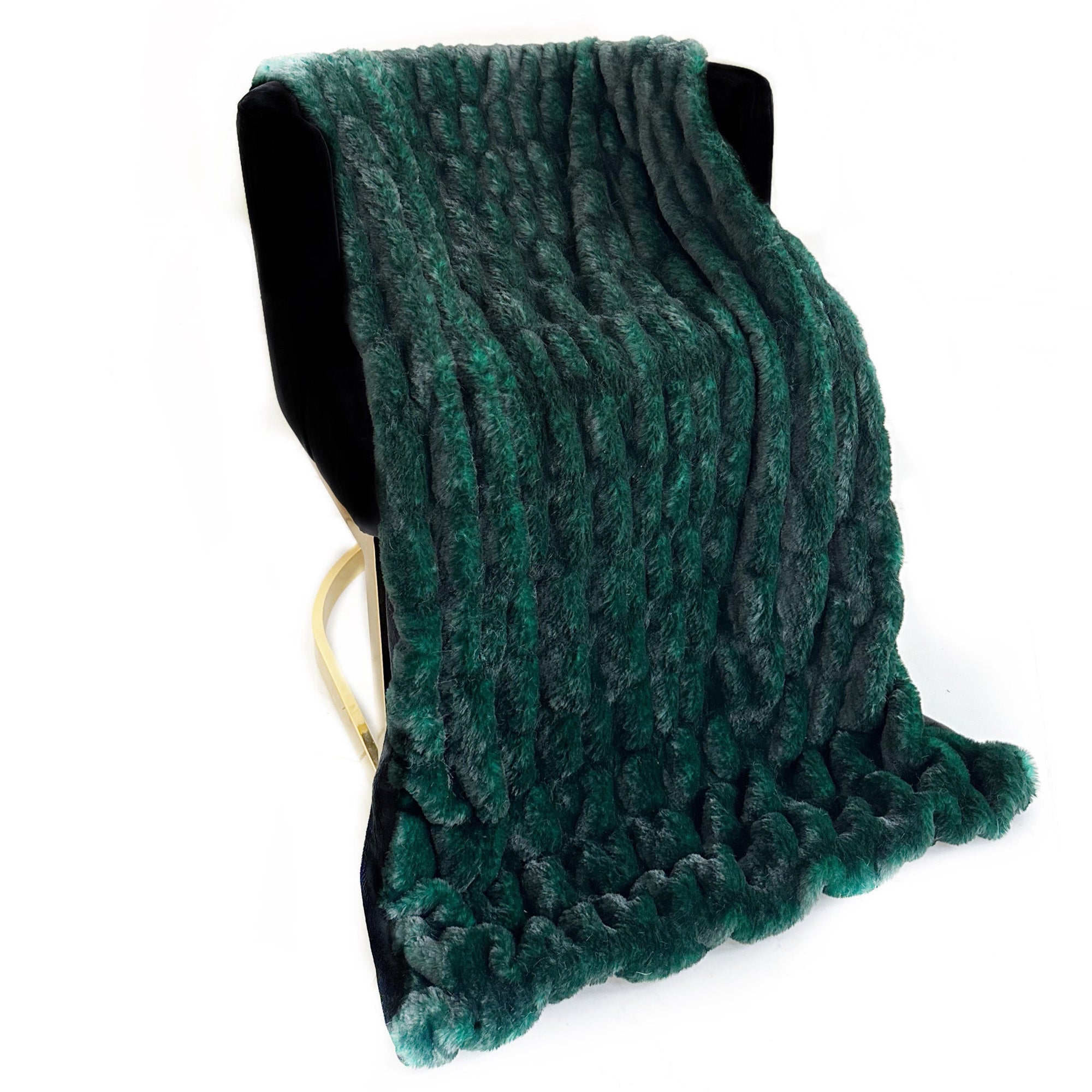 Plutus Emerald Green Plush Pelt Faux Fur Luxury Throw Blanket-0