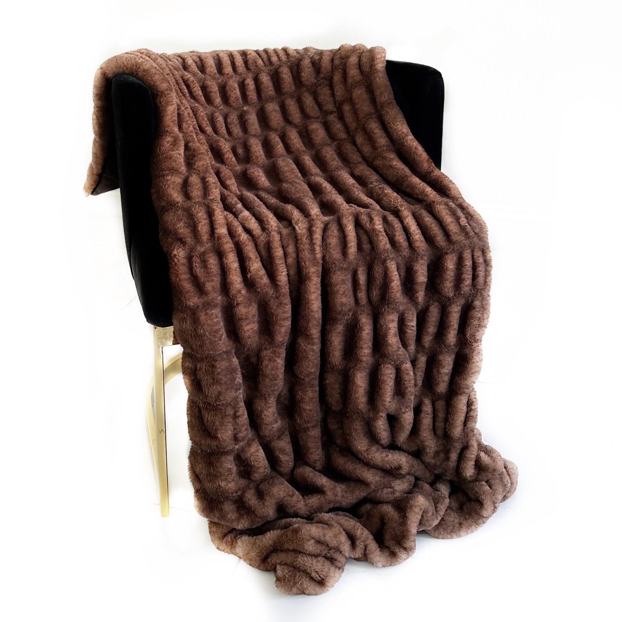 Plutus Brown Plush Pelt Faux Fur Luxury Throw Blanket-2