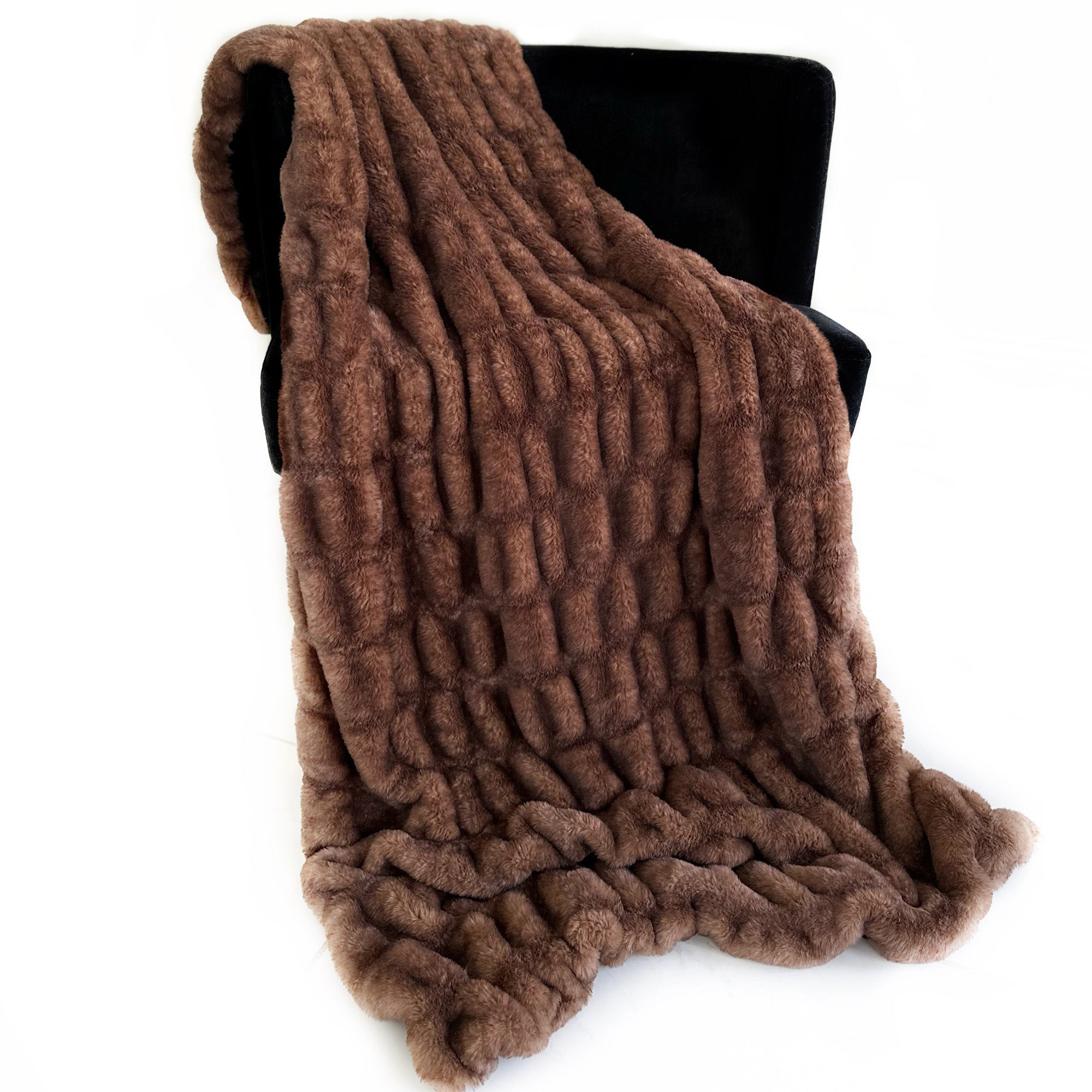 Plutus Brown Plush Pelt Faux Fur Luxury Throw Blanket-0