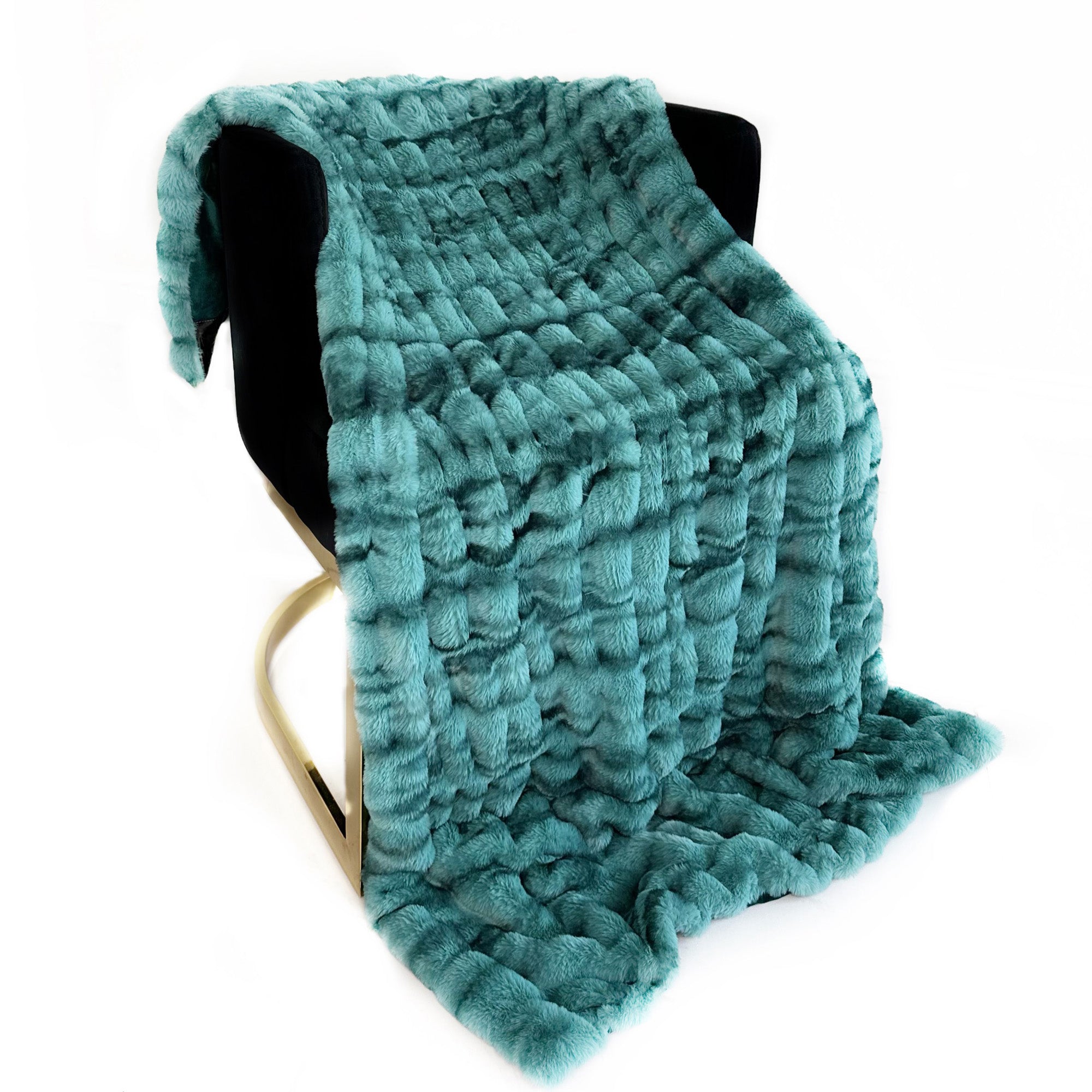 Plutus Teal Sherpa Faux Fur Luxury Throw Blanket-2