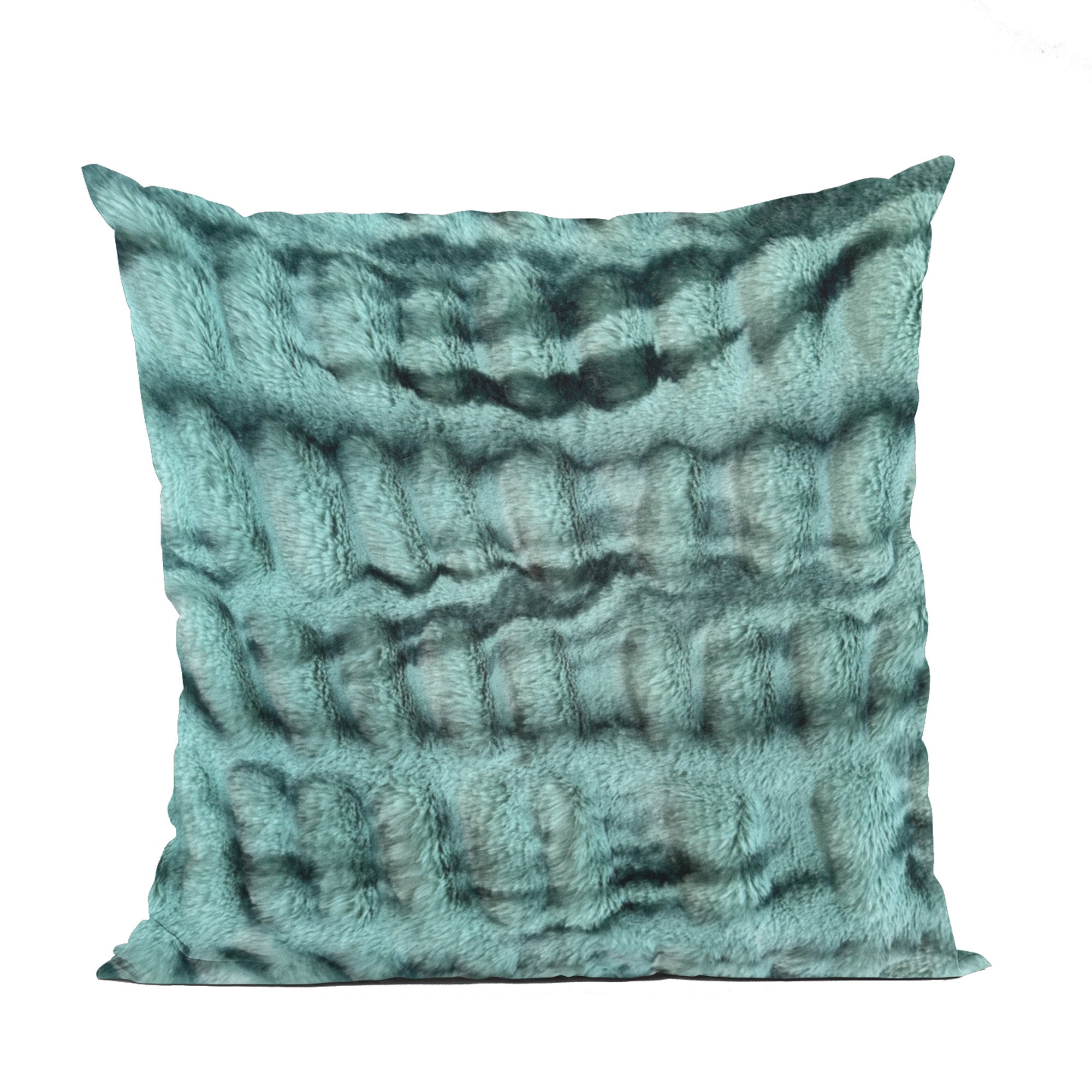 Plutus Teal Sherpa Animal Faux Fur Luxury Throw Pillow-0