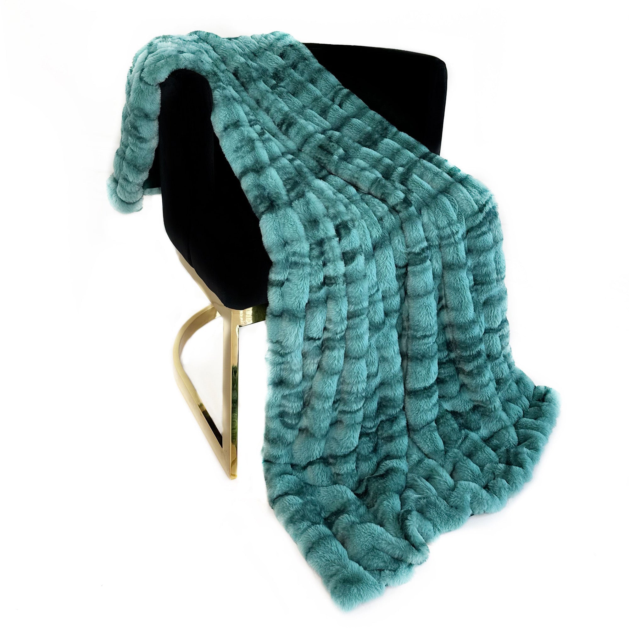 Plutus Teal Sherpa Faux Fur Luxury Throw Blanket-0