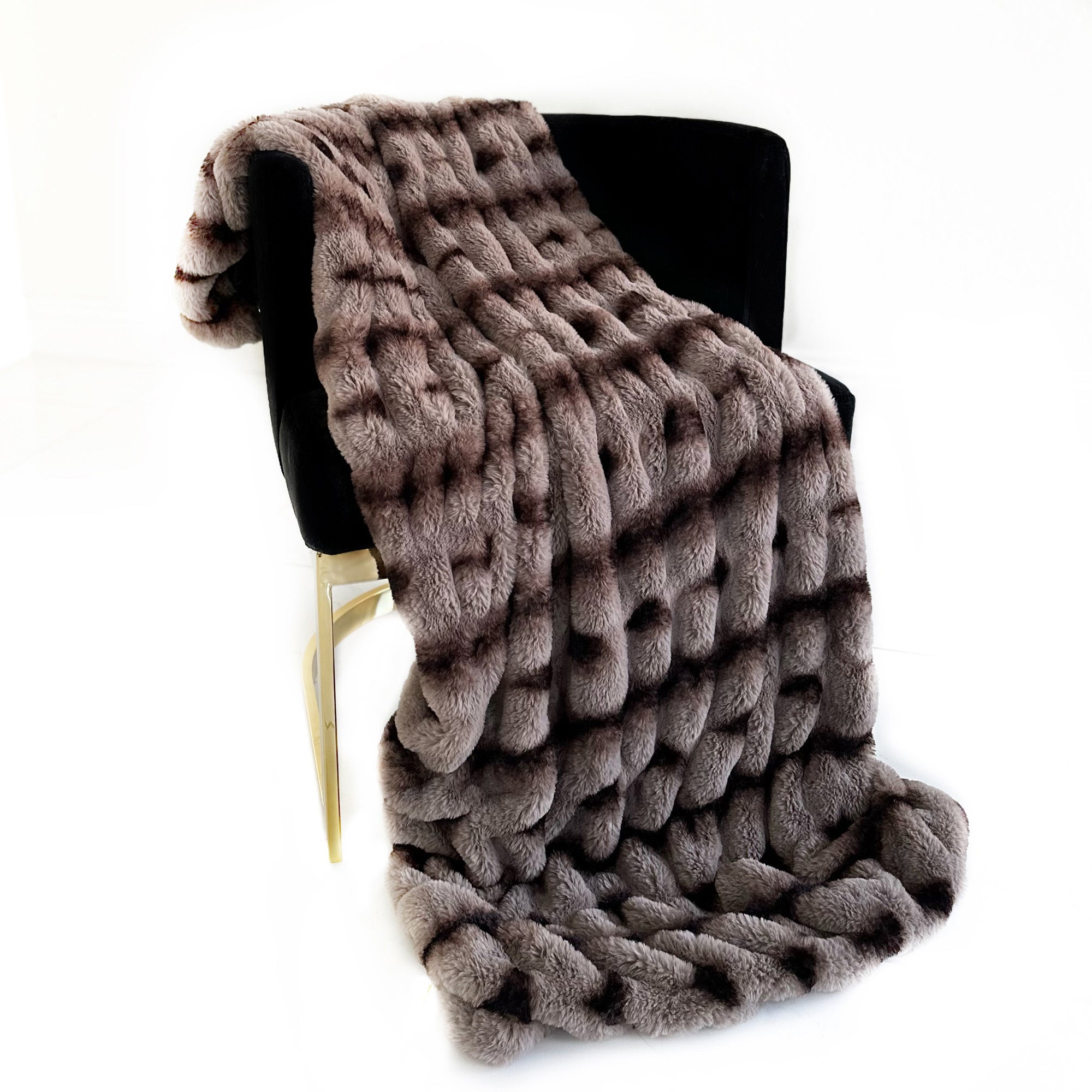 Plutus Brown Fluffy Bunni Faux Fur Luxury Throw Blanket-0