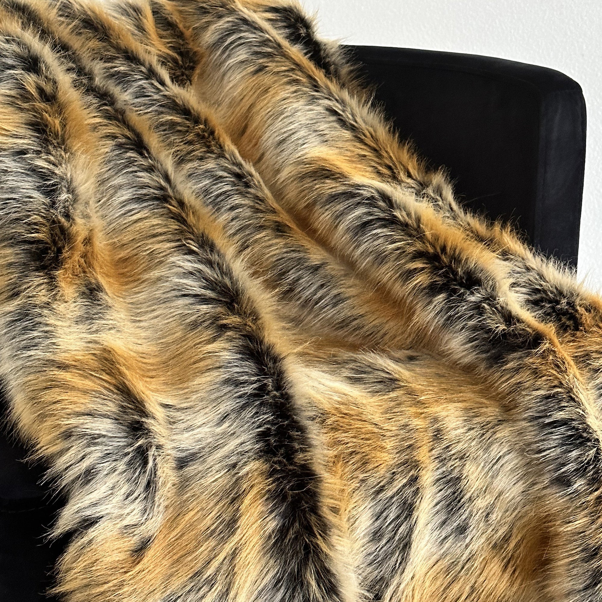 Plutus Brown Gold Chinchilla Faux Fur Luxury Throw Blanket-1