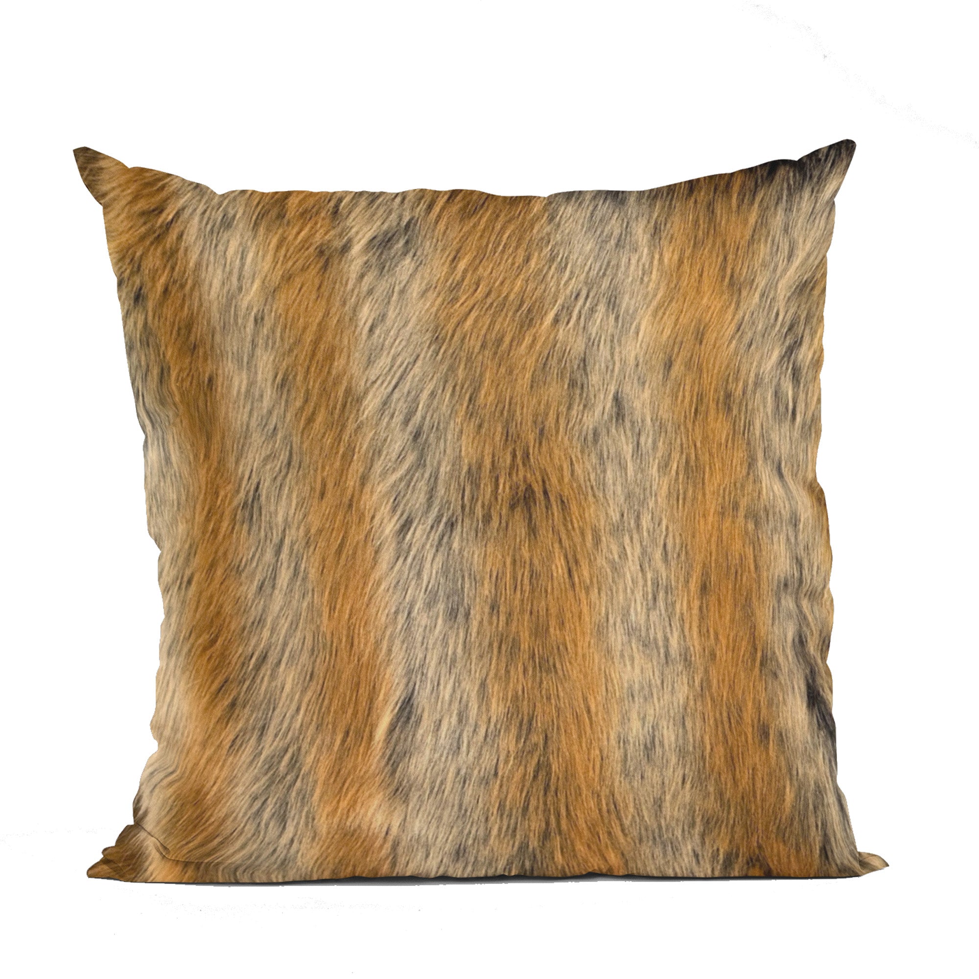 Plutus Brown Gold Chinchilla Animal Faux Fur Luxury Throw Pillow-0