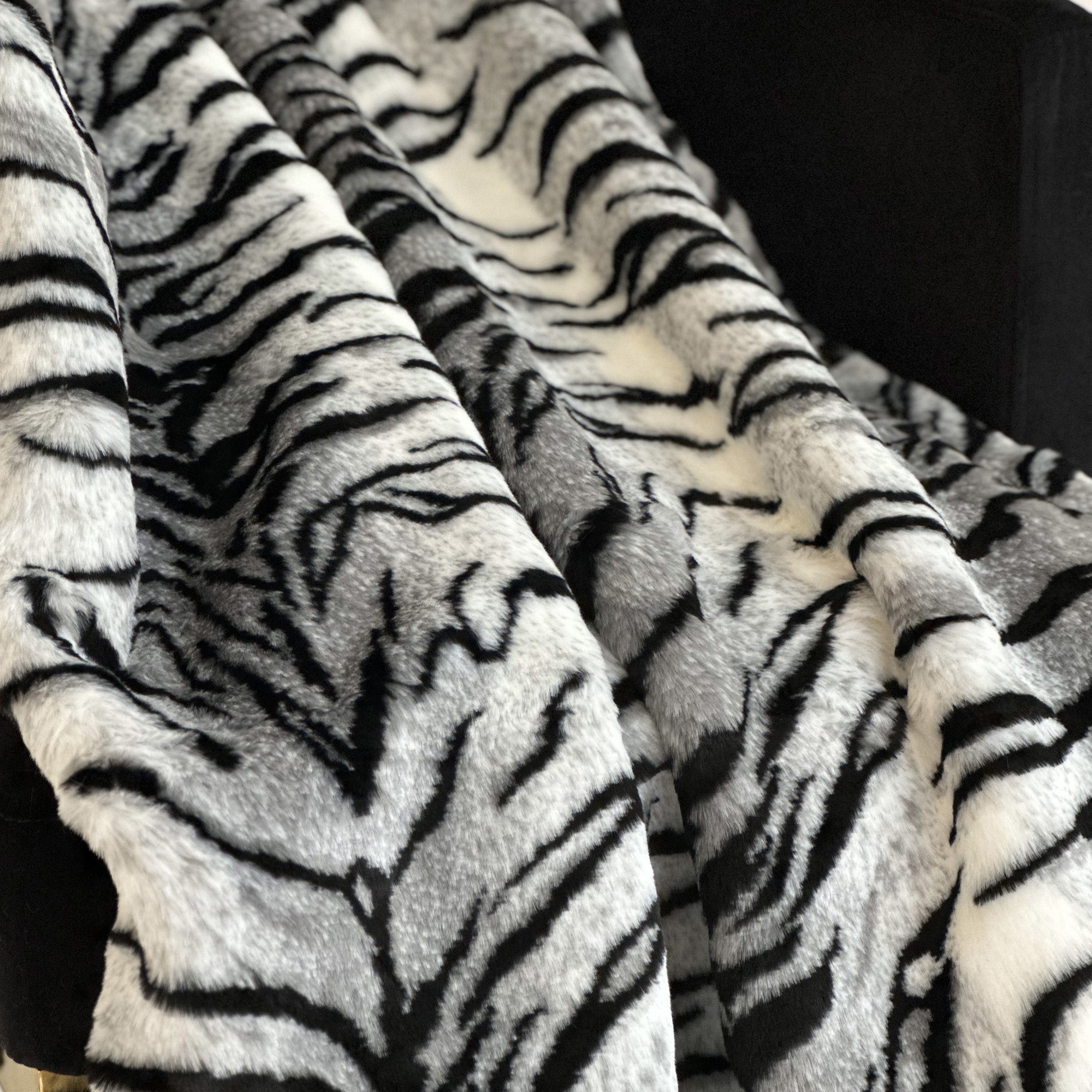 Plutus Black and White Zebra Faux Fur Luxury Throw Blanket-1