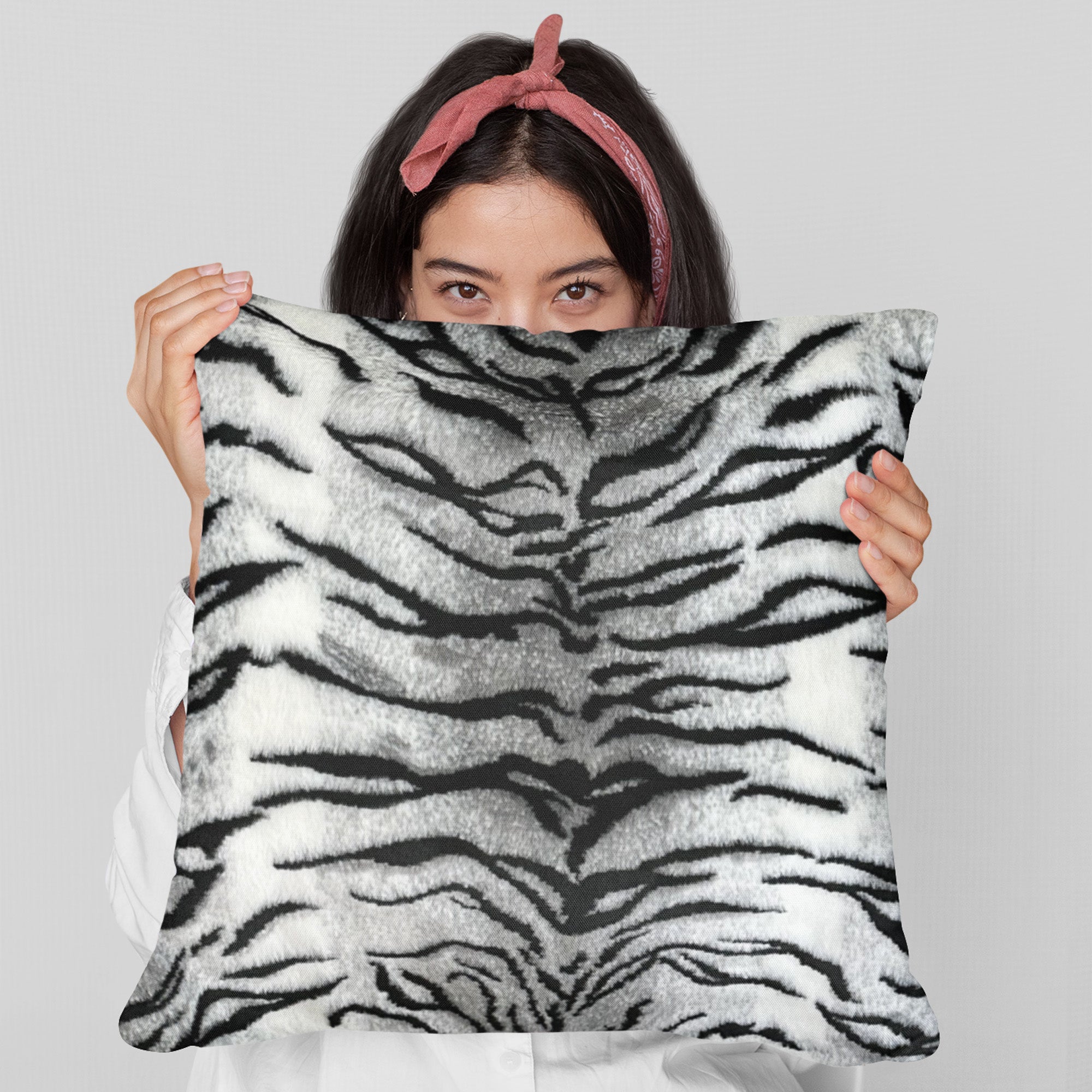 Plutus Black and White Zebra Animal Faux Fur Luxury Throw Pillow-2