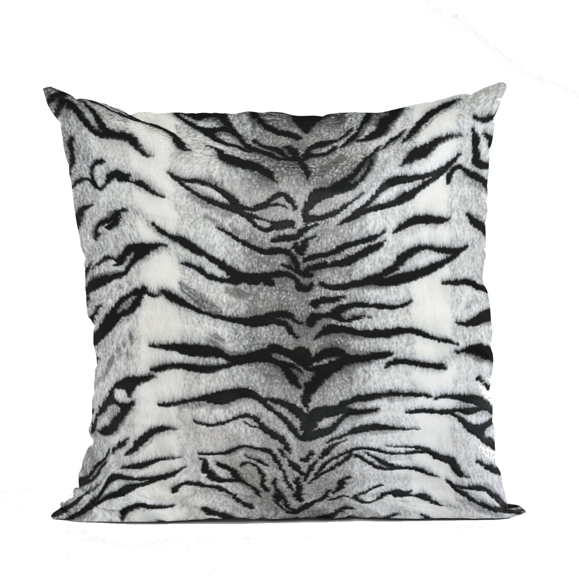 Plutus Black and White Zebra Animal Faux Fur Luxury Throw Pillow-0