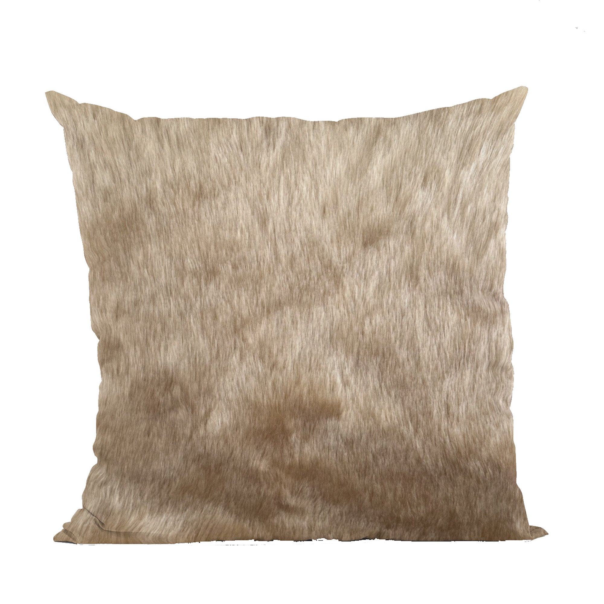 Plutus Brown Gold Rabbit Animal Faux Fur Luxury Throw Pillow-0