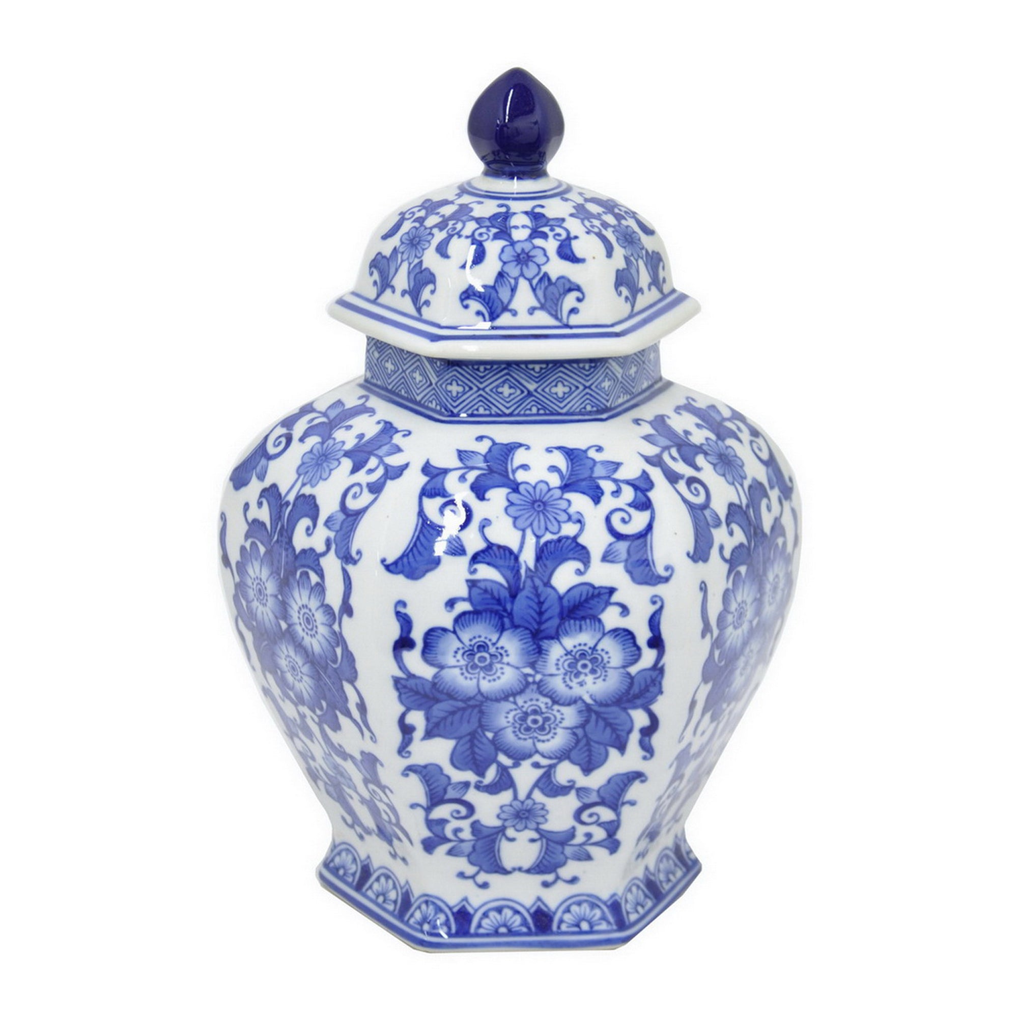 Plutus Brands Blue And White Porceiain Jar With Lid-0