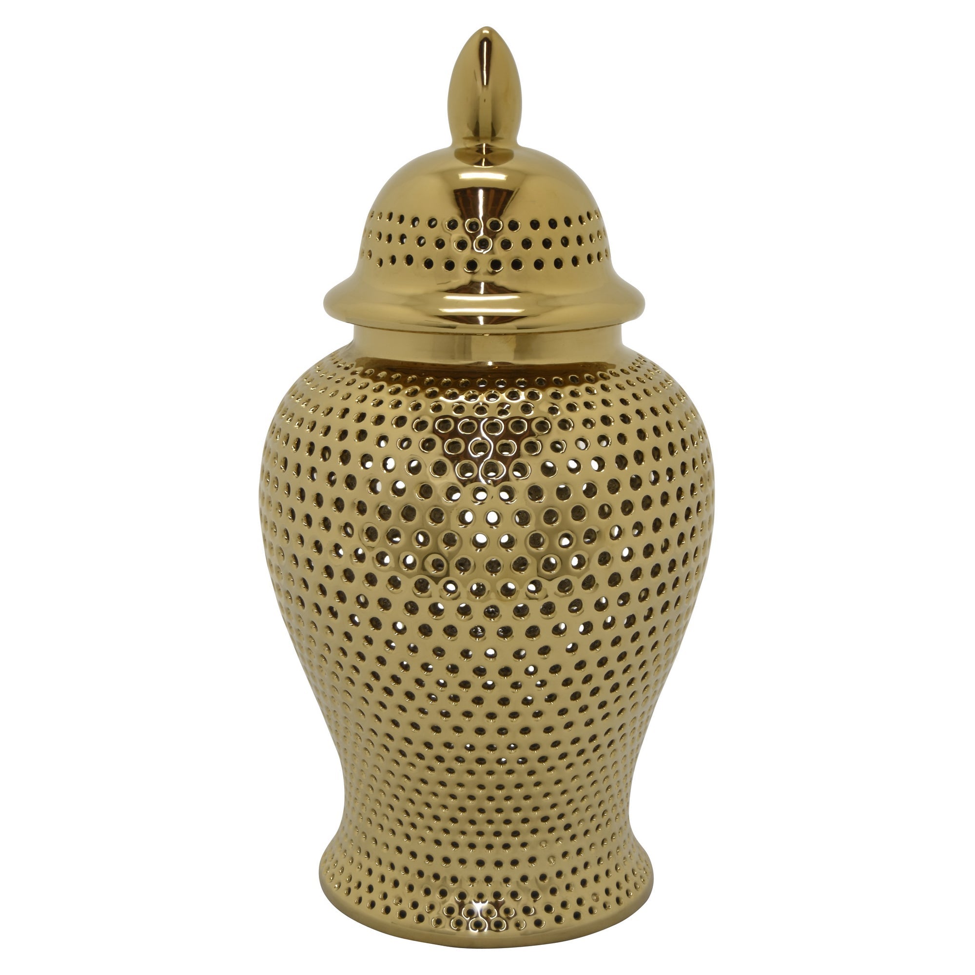 Plutus Brands Ceramic Jar, Gold Porcelain-0