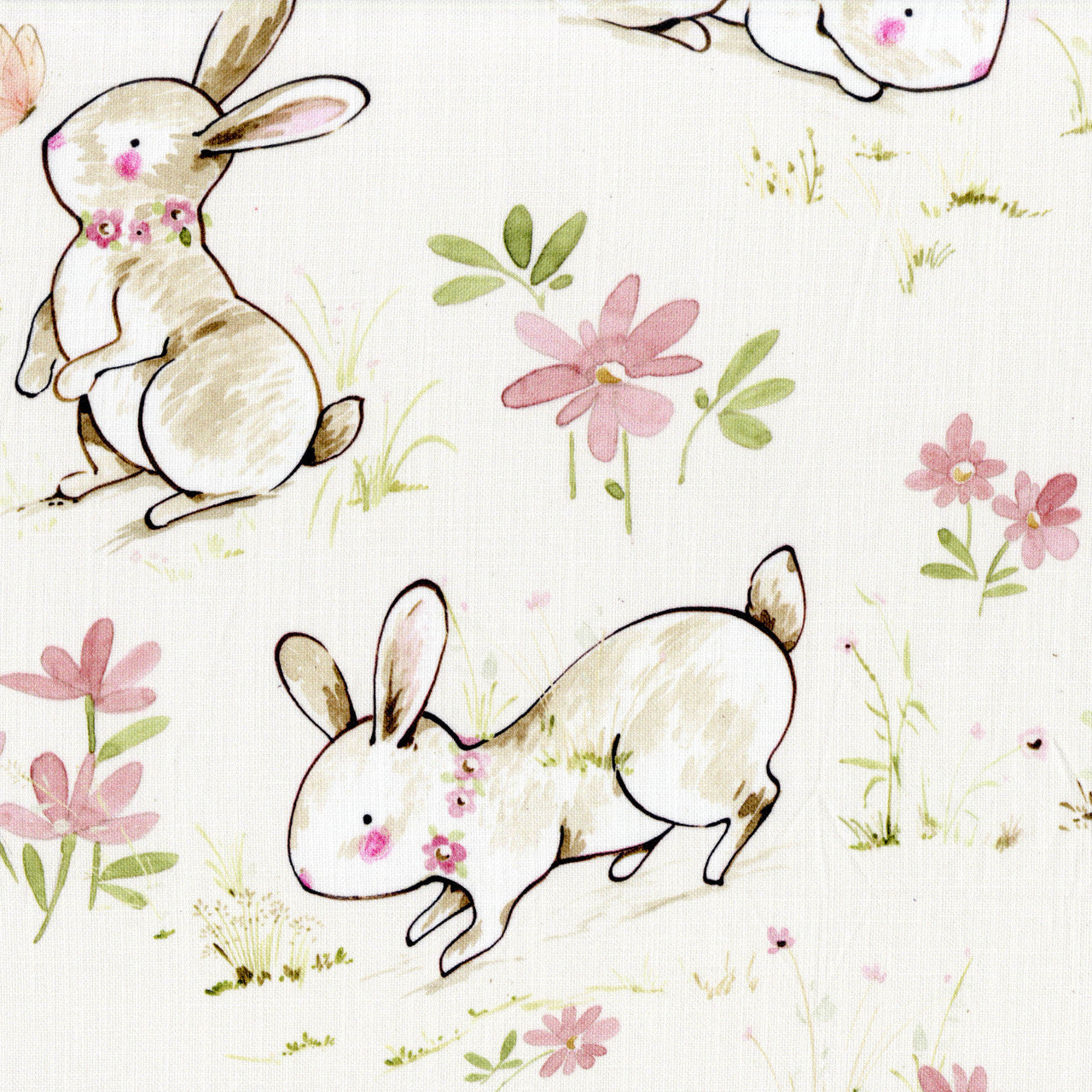 Bunny Print Nursery Linen Curtains | Pinch Pleated | Standard & Made to Measure | Light Filtering or Blackout-3