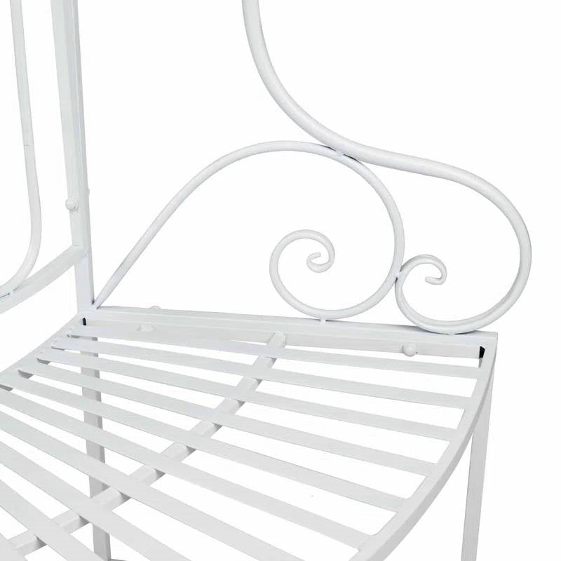 Half-Circle White Metal Outdoor Patio Garden Tree Bench-3