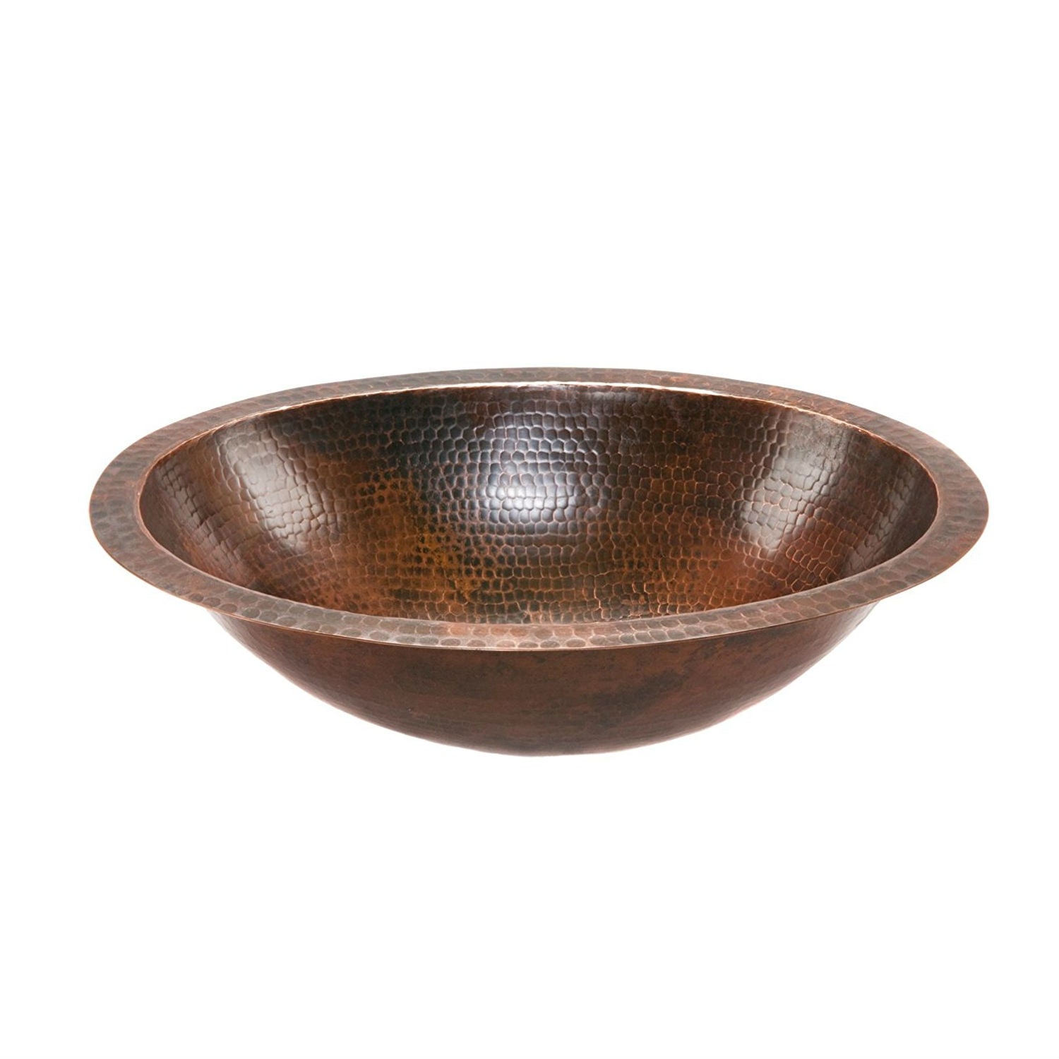 Oval Hammered Copper Bathroom Vessel Sink 17 x 12 inch-0