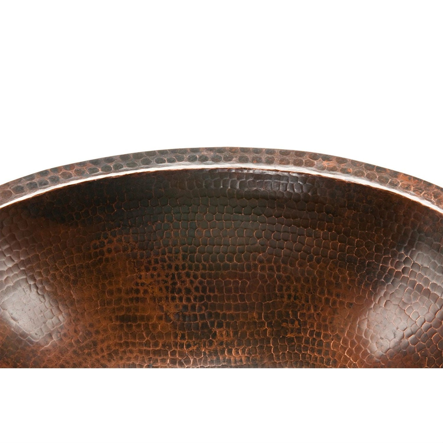 Oval Hammered Copper Bathroom Vessel Sink 17 x 12 inch-2