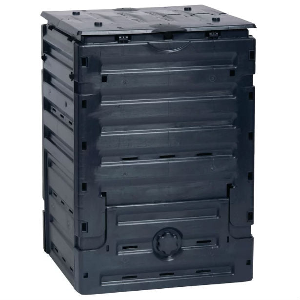 UV-Resistant Black Recycled Plastic Compost Bin with Lid - 79 Gallon-0