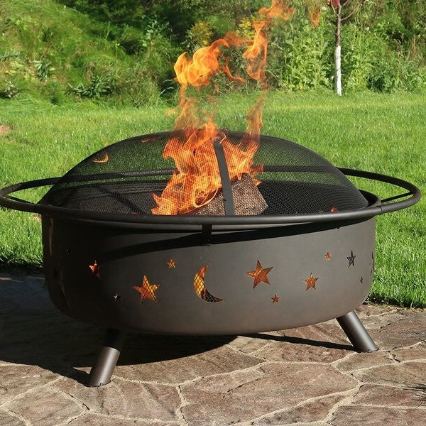 Steel Wood Burning Fire Pit with Spark Screen-1