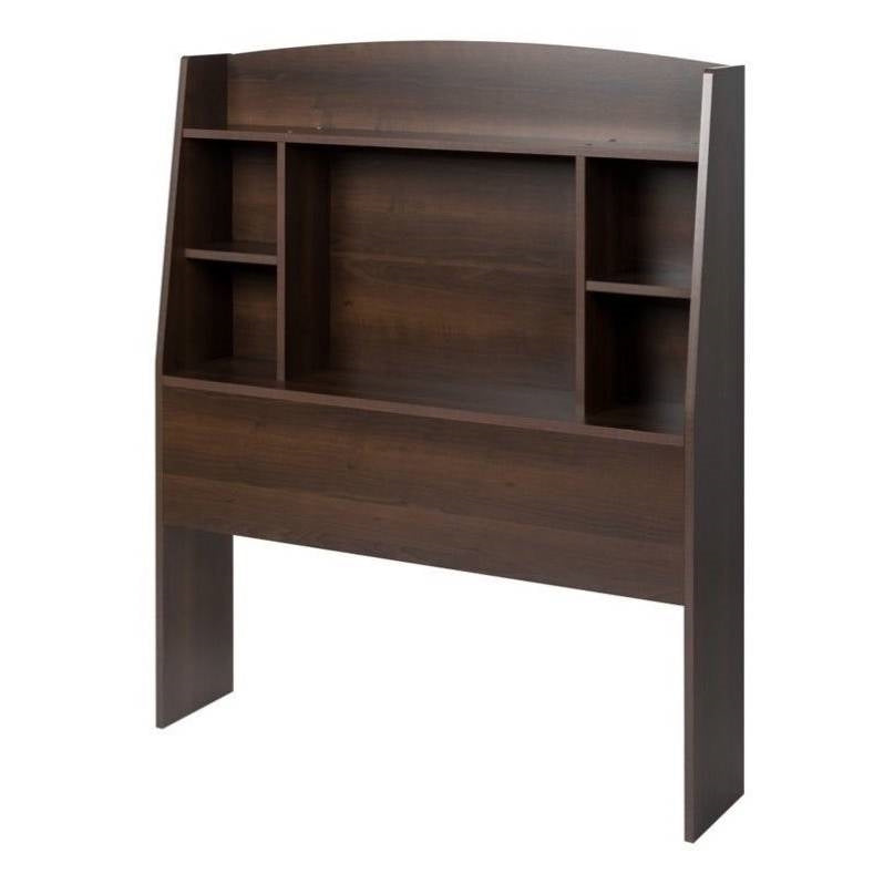 Twin size Bookcase Storage Headboard in Espresso Wood Finish-0