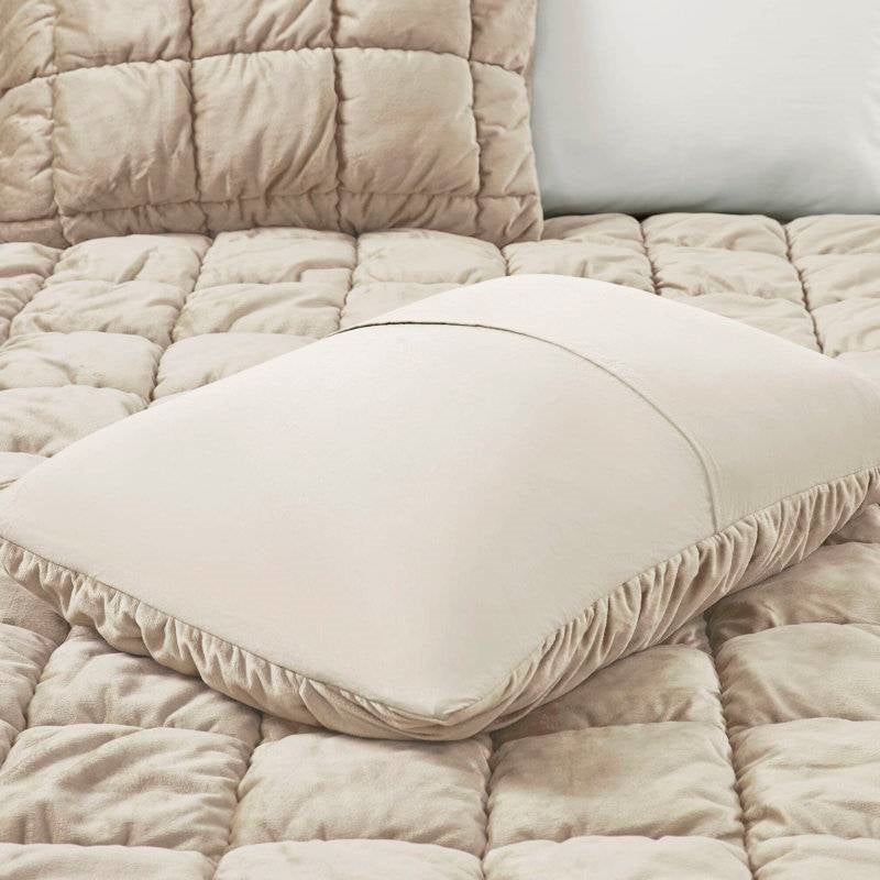 Twin Size Beige Velvety Soft Down Alternative Comforter Set-4
