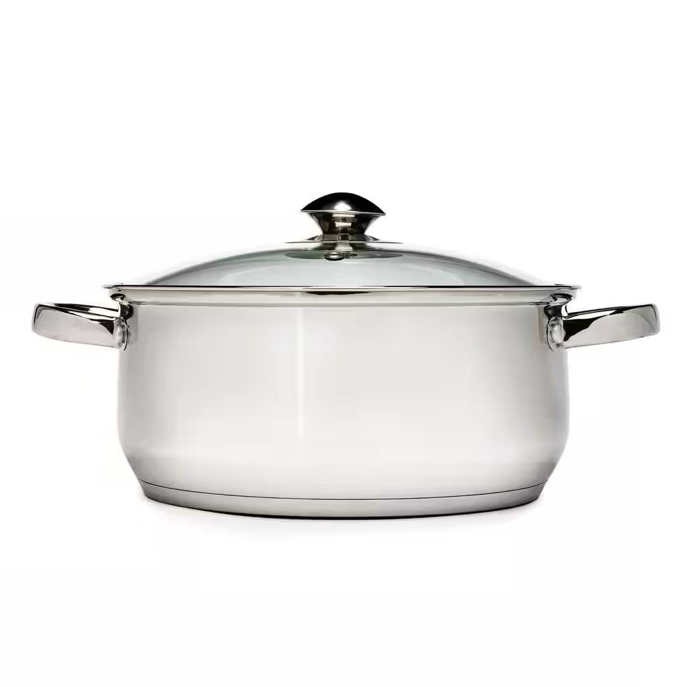 Round 5-Quart Stainless Steel Dutch Oven with Glass Lid-2