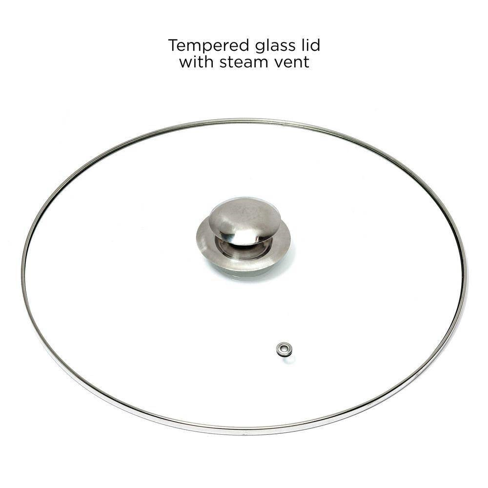 Round 5-Quart Stainless Steel Dutch Oven with Glass Lid