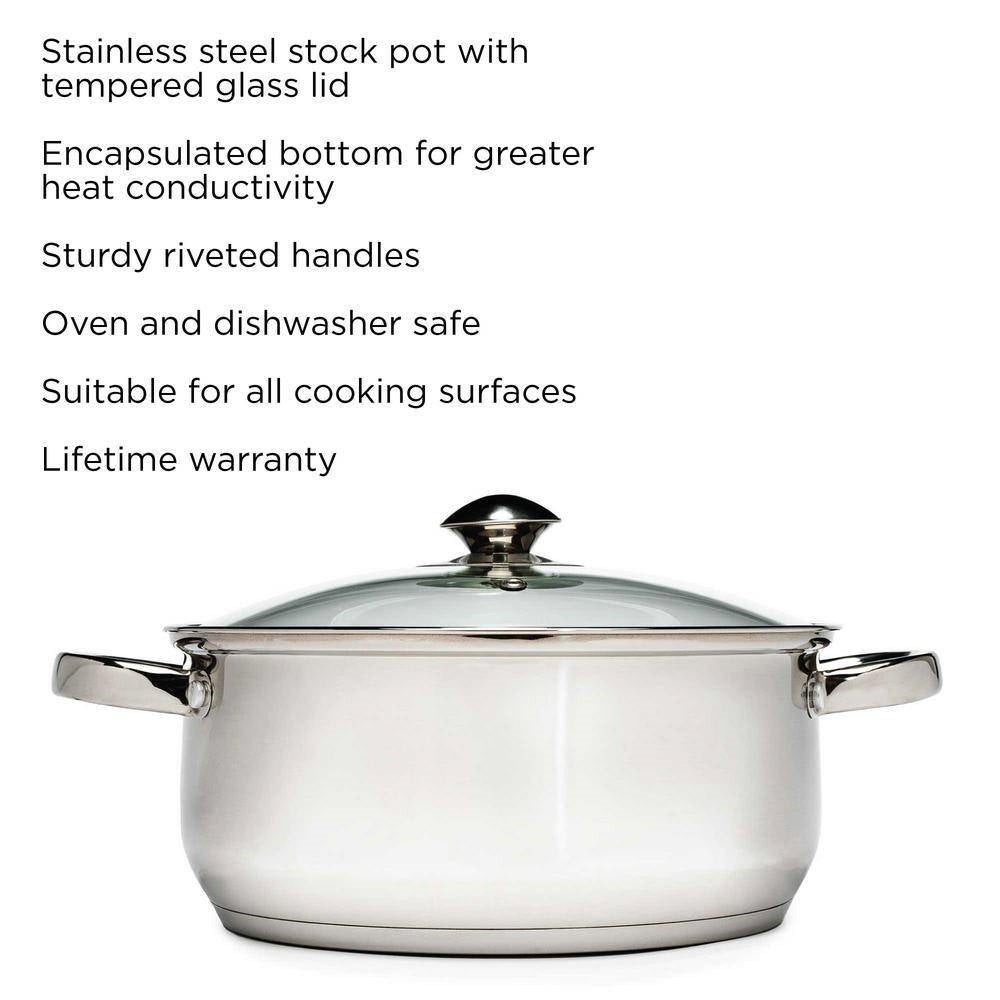 Round 5-Quart Stainless Steel Dutch Oven with Glass Lid
