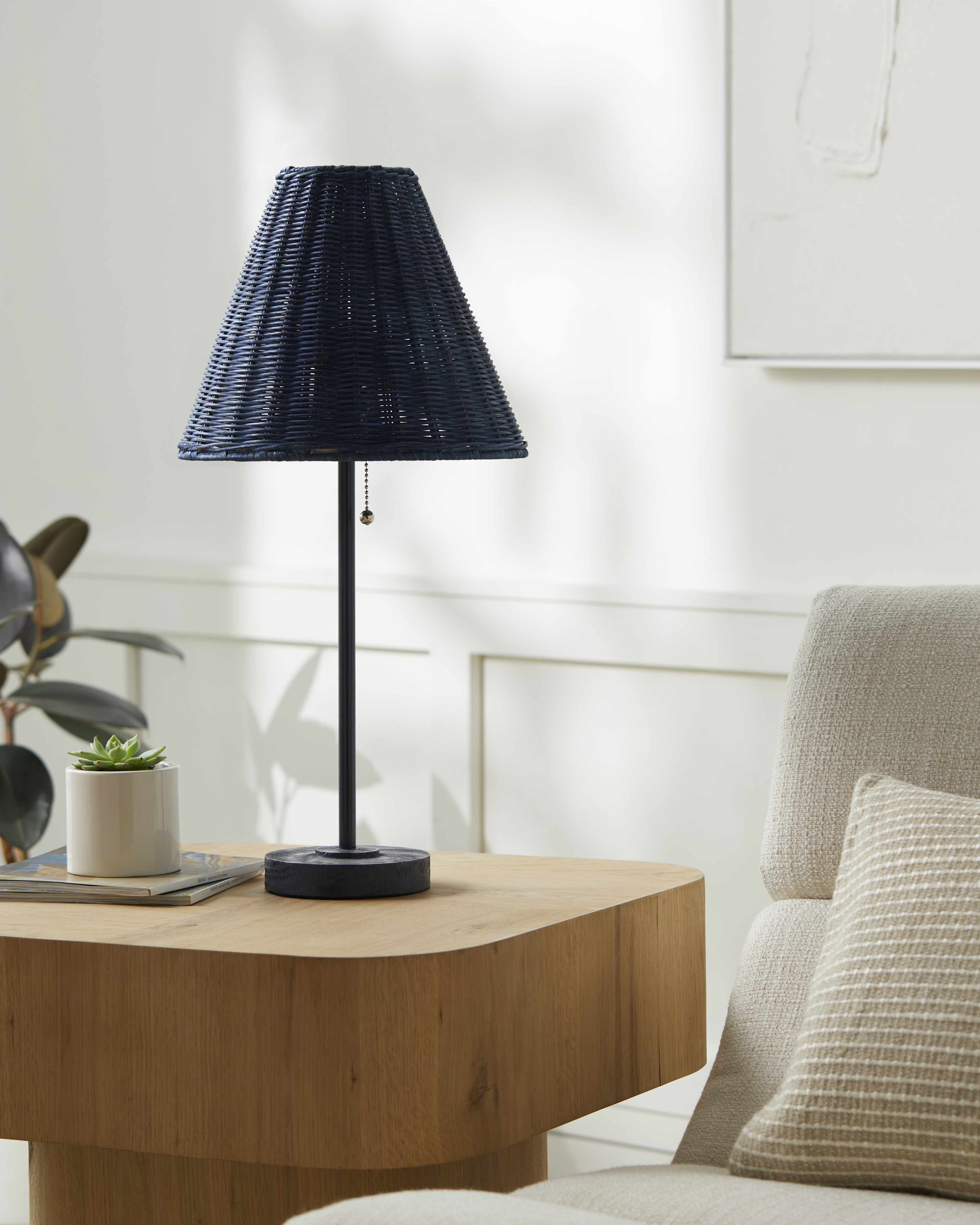 Panettieri Blue Rattan Table Lamp-3