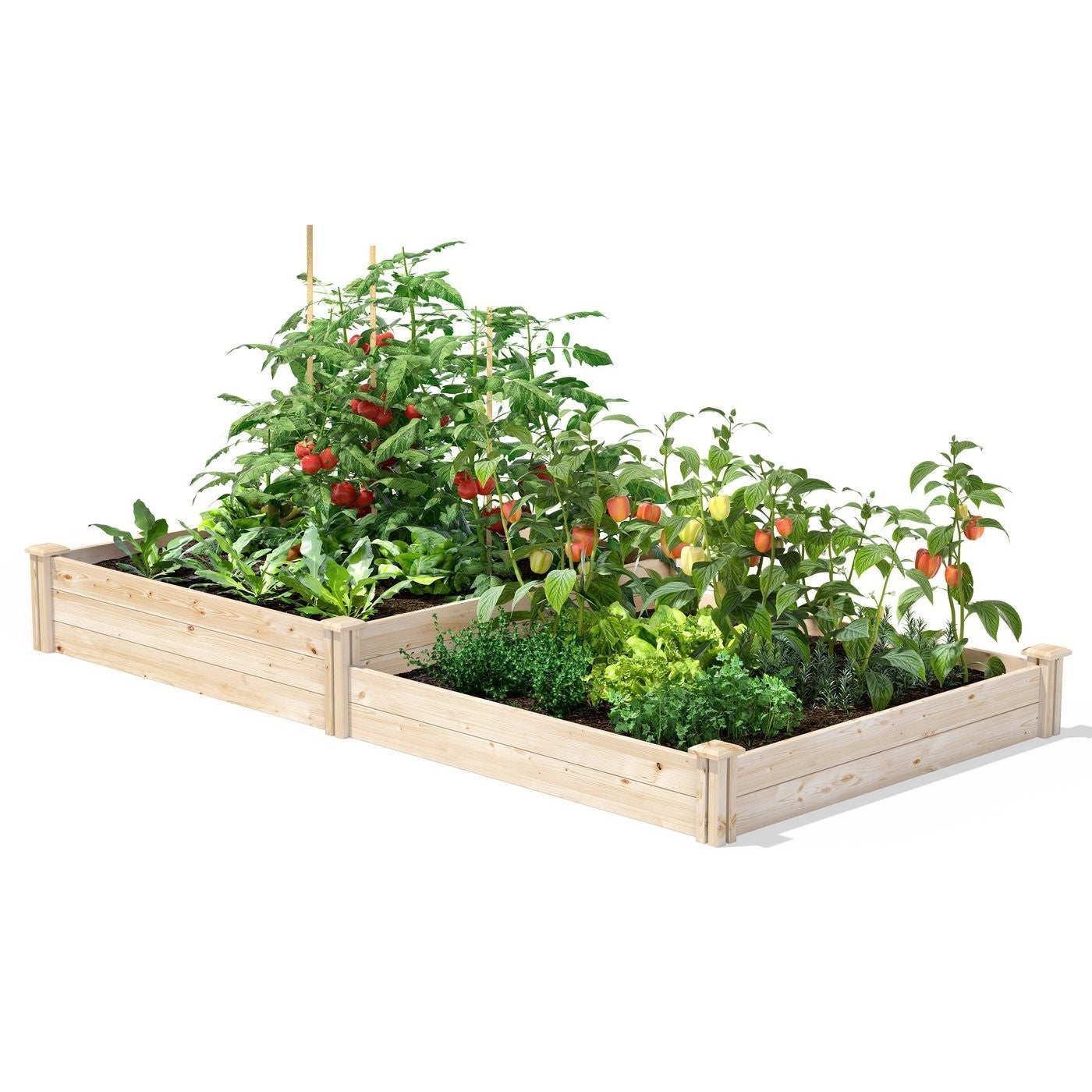 4 ft x 8 ft Pine Wood 2 Tier Raised Garden Bed - Made in USA-0