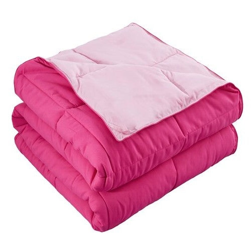 Full/Queen Traditional Microfiber Reversible 3 Piece Comforter Set in Pink-4