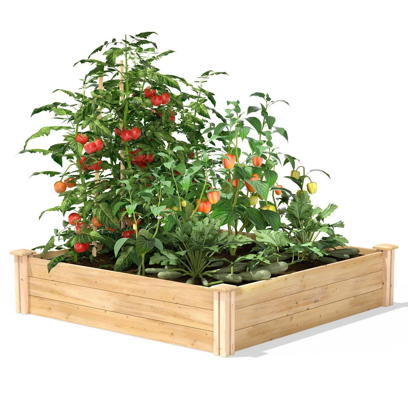 4ft x 4ft Outdoor Pine Wood Raised Garden Bed Planter Box - Made in USA-0