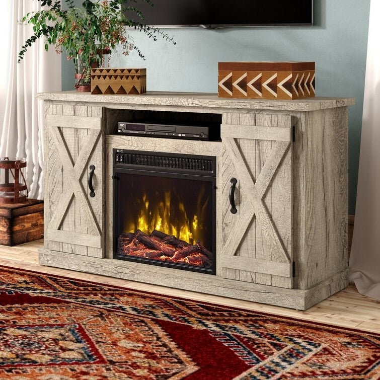 FarmHouse Rustic Pine TV Entertainment Electric Fireplace-1