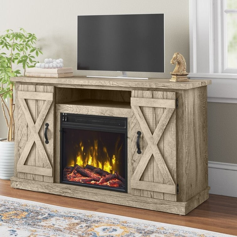 FarmHouse Rustic Pine TV Entertainment Electric Fireplace-2