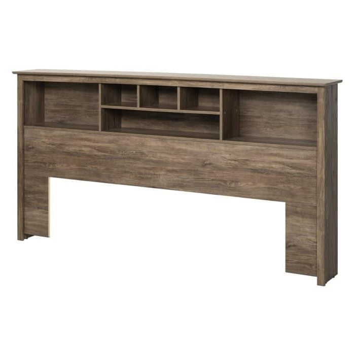 King size Bookcase Headboard in Drifted Gray Wood Finish-0