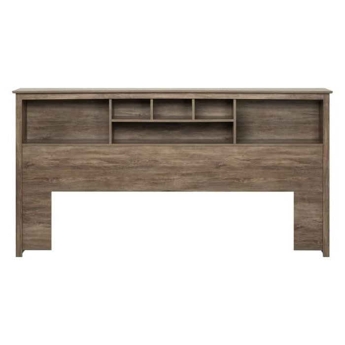 King size Bookcase Headboard in Drifted Gray Wood Finish-1