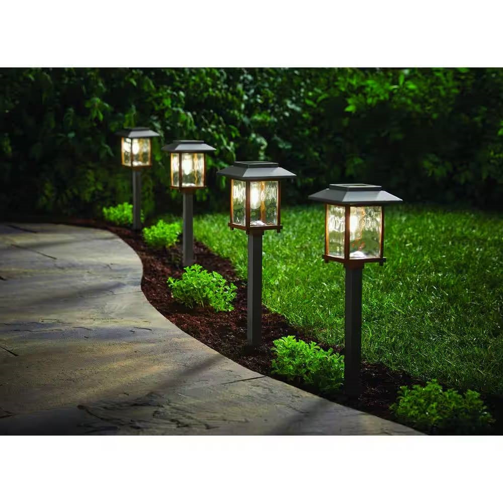 4 Pack - Bronze Gold Solar LED Light Set - Outdoor Path Yard Lighting-0