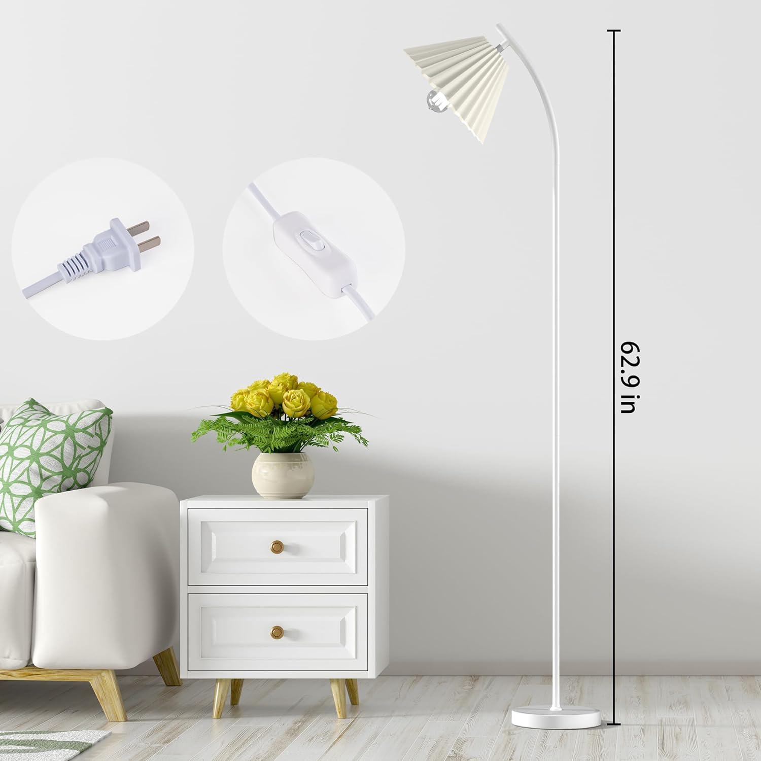 Minimalist floor lamp with a pleated lampshade-3