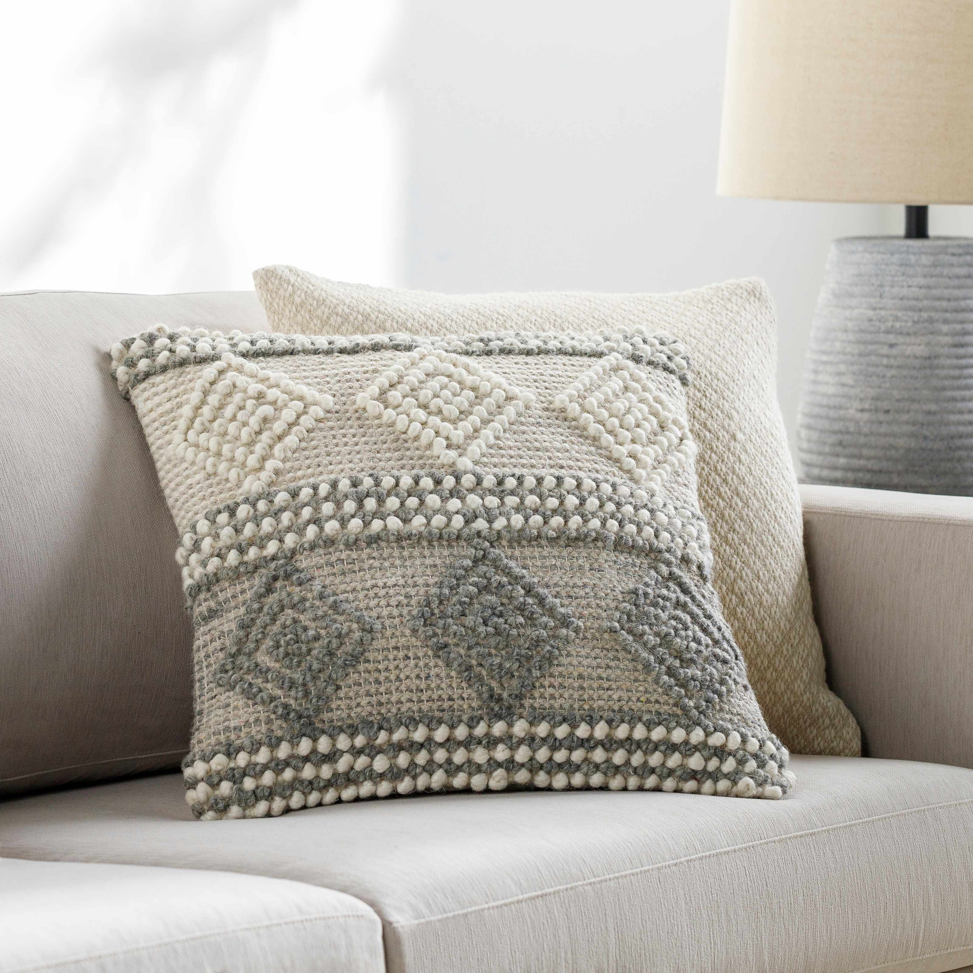 Pontyclun Textured Geometric Boho Throw Pillow-2