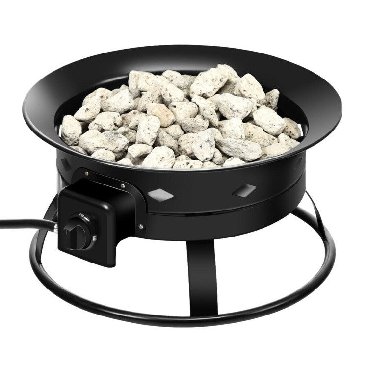 Portable Outdoor Black Metal Propane Fire Pit with Cover and Carry Kit-2